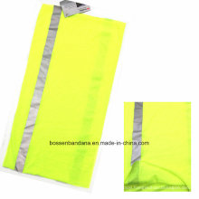 Promotional Custom Solid Light Yellow Reflective Stripes Heated Sports Neck Tube Buff